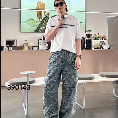 【原牛臻品】复古设计感印花牛仔裤男女2026春季流行新款高腰显瘦