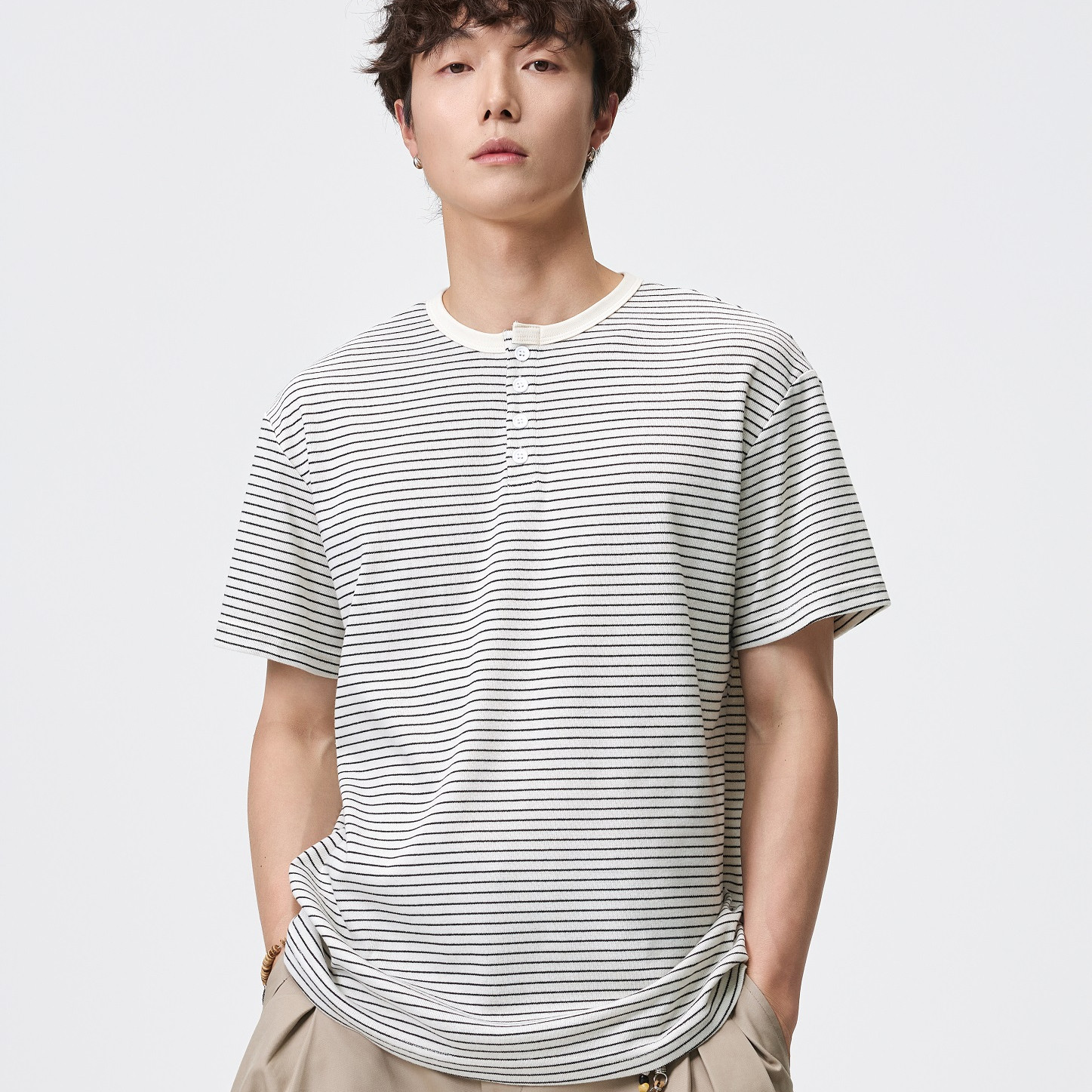 日系Cityboy细条纹防晒凉感短袖男夏季宽松慵懒风复古T恤港味半袖