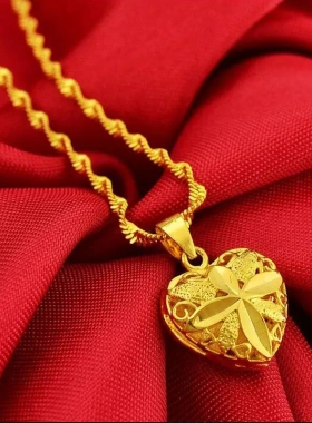 欧币饰品仿黄金水波坠链鸡心镀金女士项链越南沙金24K色 时尚韩版