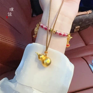 霖儿同款古法沙金花丝葫芦吊坠项链毛衣链福禄挂坠情侣款平安