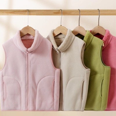 休闲摇舒绒秋冬纯色加绒加厚马甲