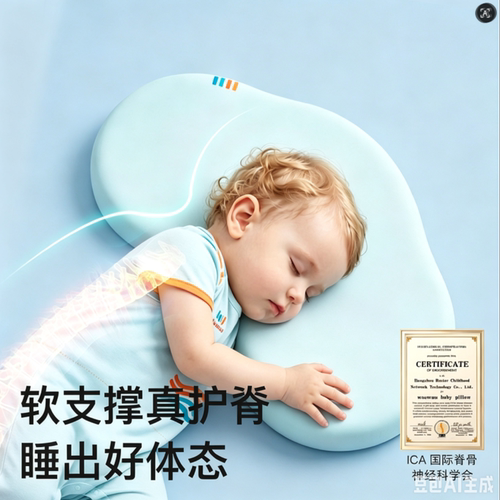 儿童硅胶分区护脊枕可水洗