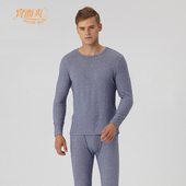 套装 秋衣秋裤 男冬 条纹保暖内衣加厚圆领绒感中老年大码 宜而爽男士