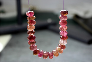 T16碧玺手串德国切工刻面切面散珠粉红红碧玺 闪亮 彩虹10mm现货