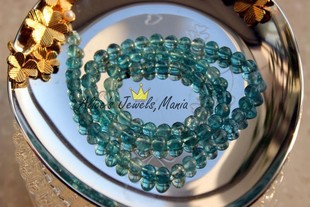 CC19圆珠磷灰石散珠项链长度正圆水蓝宝石天然爱丽丝珠宝店