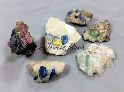 K3标本原石大块碧玺蓝宝石绿石榴收藏6枚109克爱丽丝珠宝店