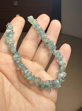 H827碧玺双色粉蓝随形碎块碎石碧玺不规则手链手串宝石天然原石