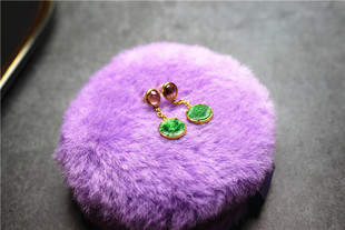 翡翠碧玺18K黄金辣绿耳钉红碧玺绿翠镶嵌耳饰耳钉耳环礼物证书WW4