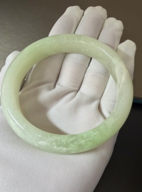 I212和田玉玉镯子手镯59圈口手饰文玩保真翠青高级感顺丰证书