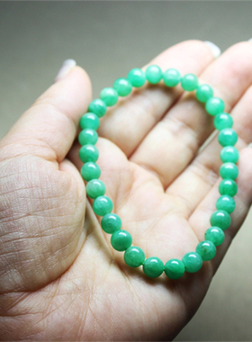 F69祖母绿圆珠手链手串6.3mm宝石珠宝天然奢华超值高端绿色