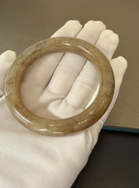 I211和田玉手镯玉镯镯子小圈口52MM圆镯福镯珍品特色糖色证书