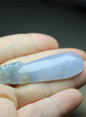 A118翡翠吊坠一鸣惊人紫色糯冰种大件坠子男女证书礼物紫瓜茄子