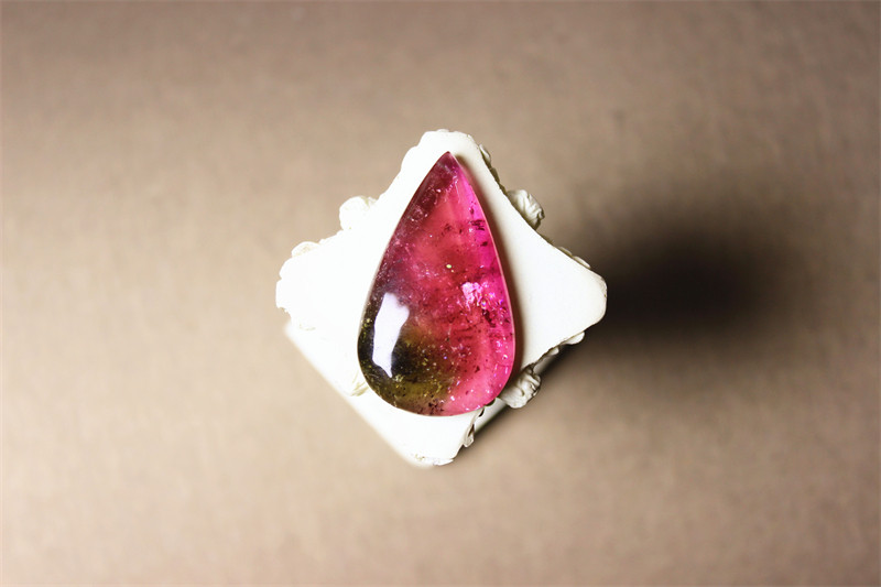 A17碧玺大戒面水滴型西瓜无孔宝石镶嵌粉绿大颗奢华豪华证书天然