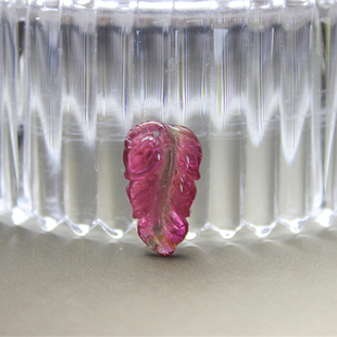 F23红碧玺青筋碧玺雕刻叶子大业有成ruby红绿天然宝石吊坠挂坠