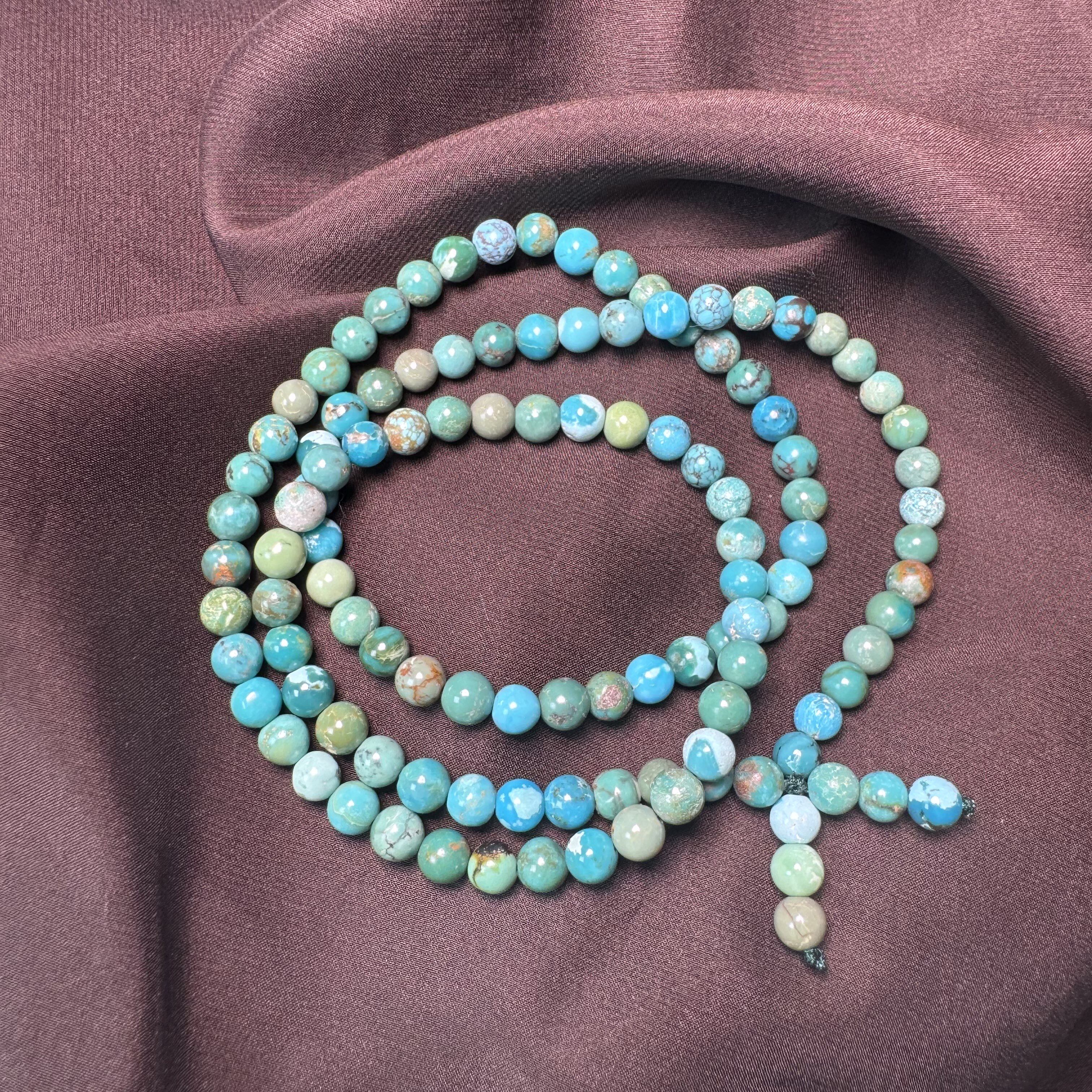 G316绿松石宝石天然108珠佛珠串圆珠配珠项链手链手串4.8mm顺丰