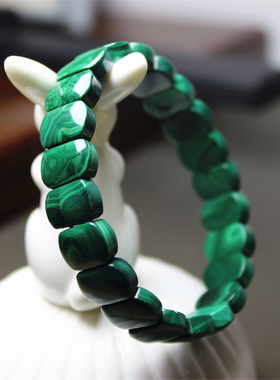 WW23孔雀石 天然 绿色宝石 手排 手牌 证书 花纹超美 大气 男女