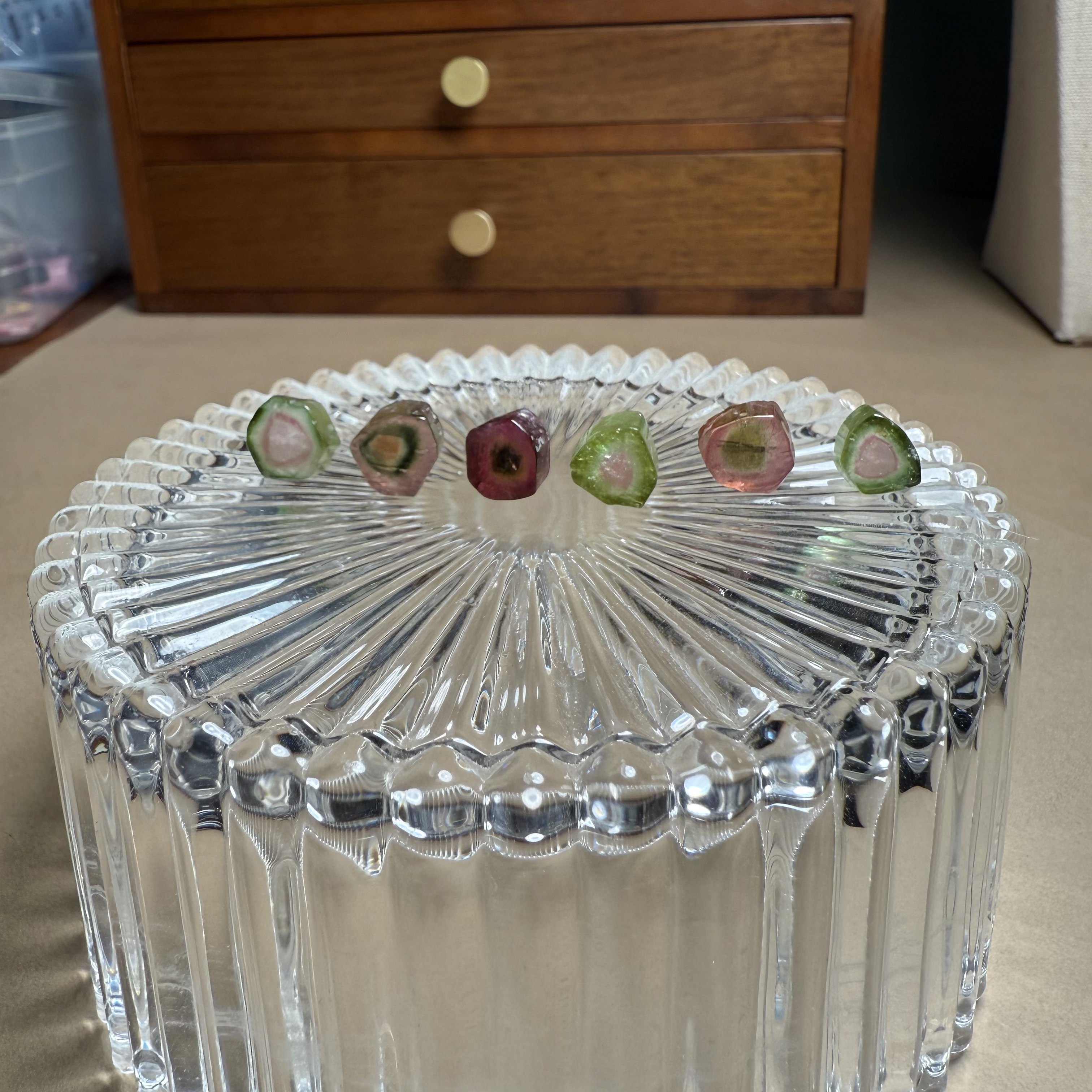 H219碧玺原石西瓜双色无孔宝石6颗裸石块状DIY镶嵌原料天然精品