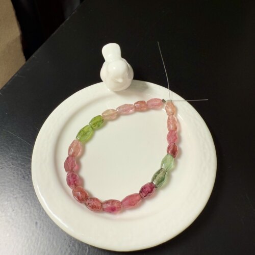 G617碧玺刻面切角桶珠宝石手链彩宝礼物玻璃体天然柱形闪耀粉绿