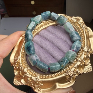 J15碧玺蓝色随形块状原石碧玺不规则手链手串宝石大颗天然证书