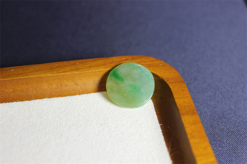 YY13翡翠黄绿戒面圆形圆盘裸石镶嵌满绿天然证书现货包邮意境