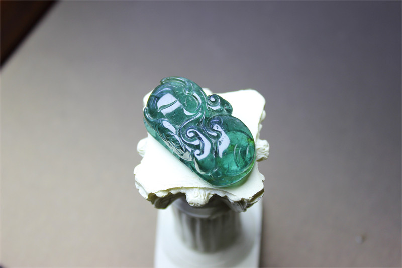 UU29碧玺如意寿桃立体圆鼓鼓吊坠帕拉伊巴蓝天然精品挂坠雕刻礼物