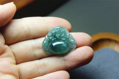 翡翠佛公冰种蓝水证书福利礼物满色吊坠挂坠现货爱丽丝珠宝店Q5