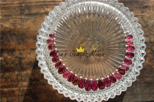 GG25碧玺 巴西 ruby红 红碧玺 散珠扁水滴  梨形 一串 DIY 彩宝