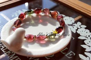 A9碧玺手链手串随形光滑大颗剔透ruby红西瓜隔片 亲民价 特 现货