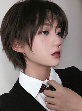 伪男中性斜刘海舞会化妆cos假发