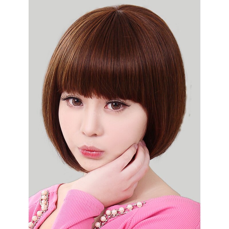 假发女短发真发全头套网红真人发丝自然发型圆脸bobo头发妈妈时尚