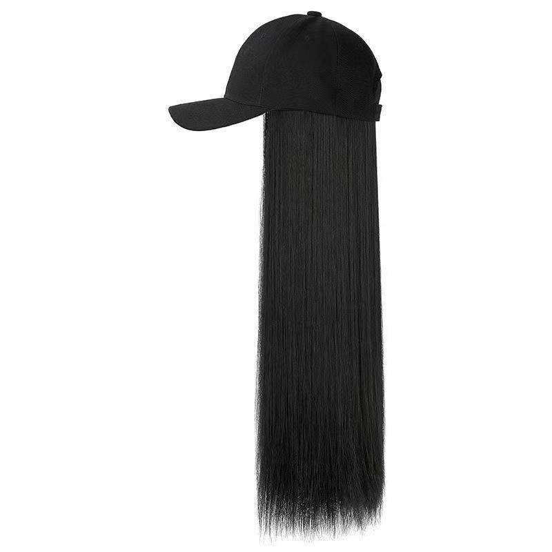 带假头发的鸭舌帽女夏天帽子假发一体假发帽棒球帽长假发