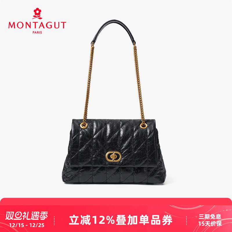 梦特娇油蜡皮链条包女包