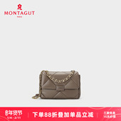 梦特娇女包羊皮包新款 小方包轻奢菱格大容量真皮百搭腋下单肩包