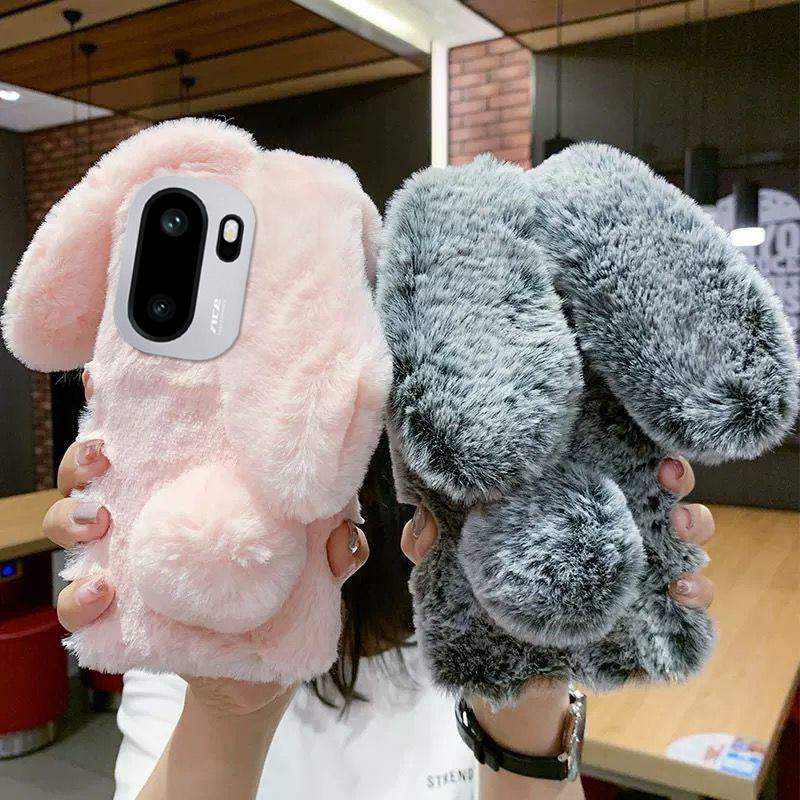秋冬毛绒兔子耳朵适用一加Ace6T手机壳PLR110防摔全包边软壳1+ace6T毛茸茸保护套女可爱OnePlus Ace6T毛绒壳