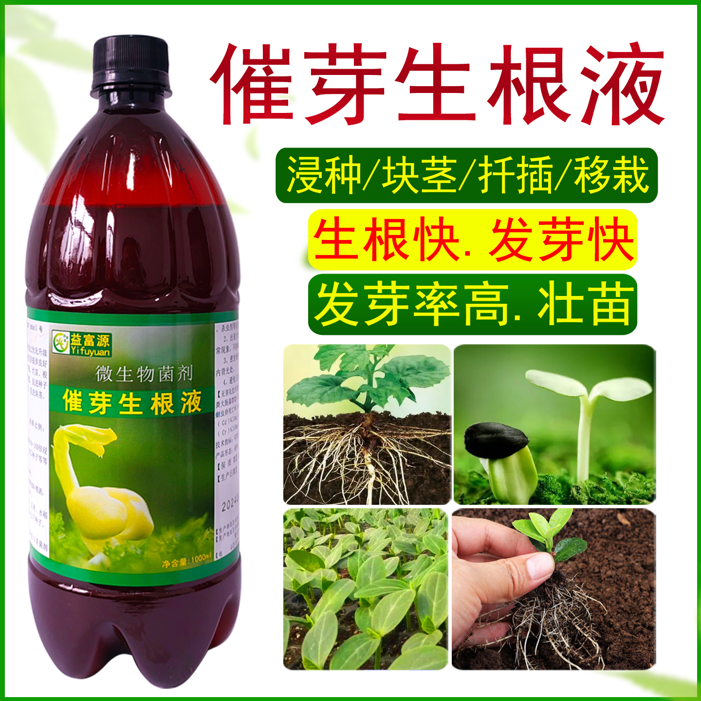 催芽生根液剂泡种子重楼黄精生姜催芽剂白芨育苗营养液益富源蔬菜