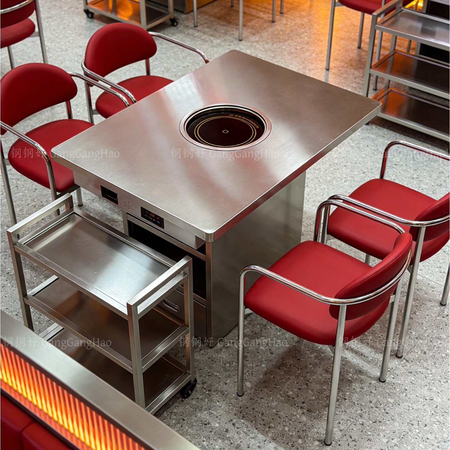 不锈钢餐饮火锅桌带抽屉户外多人商用摆摊烤肉餐厅餐桌支持定制