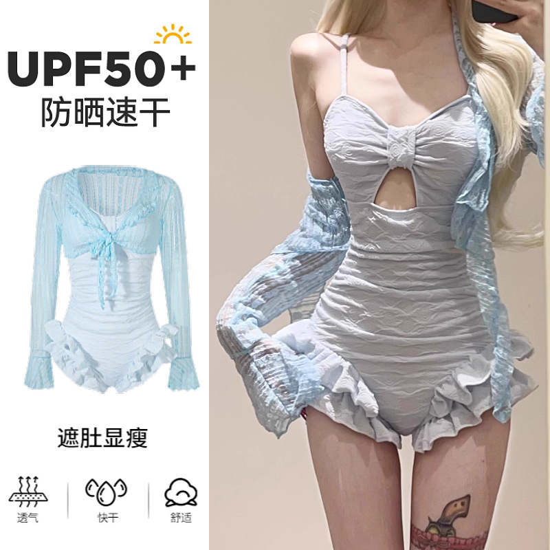 新款连体泳衣女2025保守学生甜美纯欲风高级感显瘦遮肉泳装