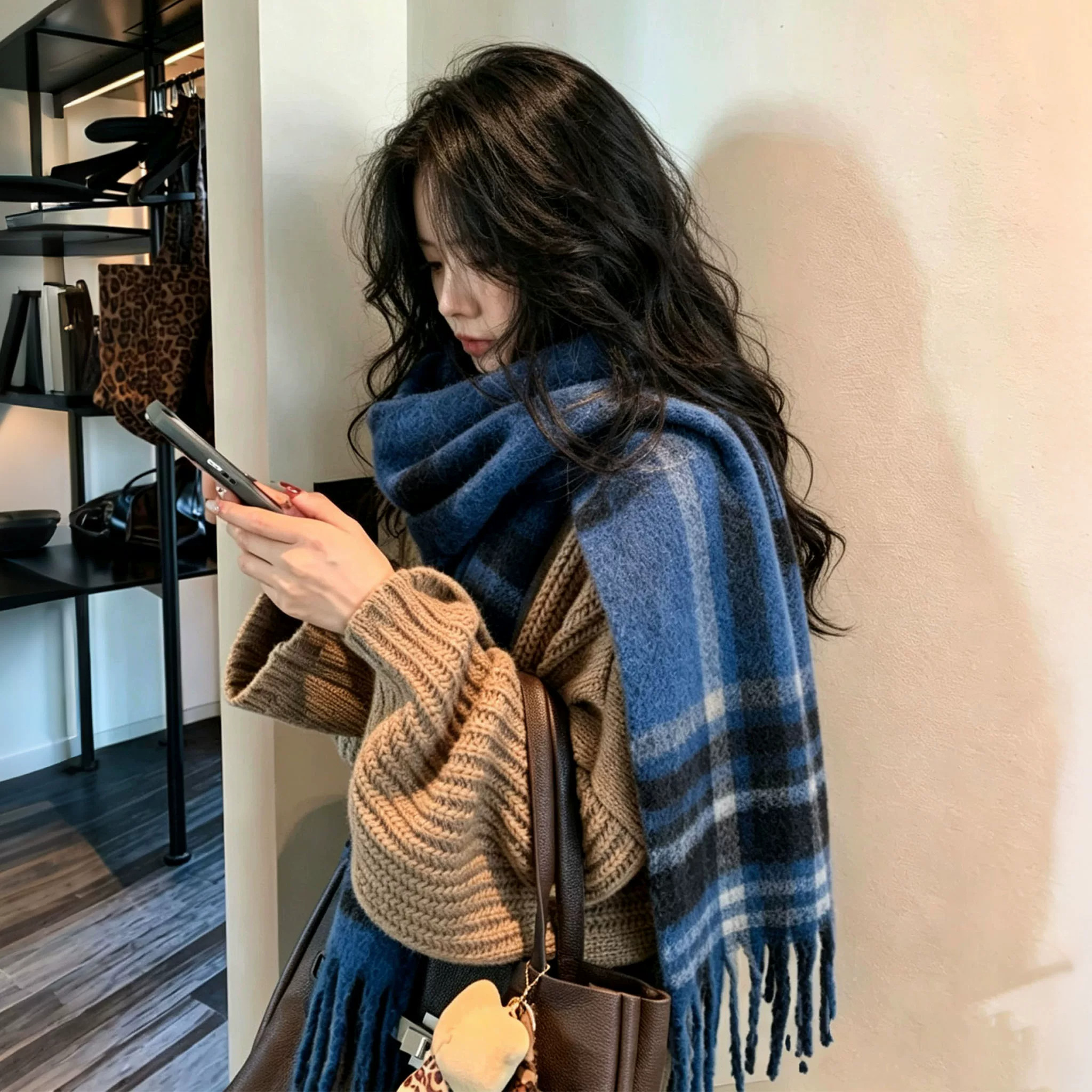围巾女士冬流苏脖加长款秋