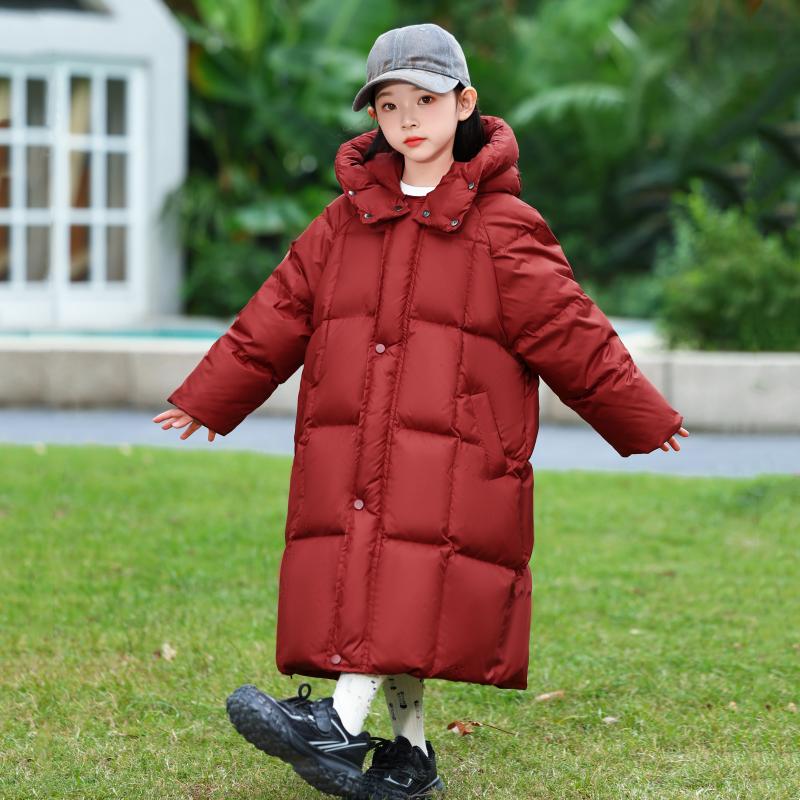 连帽中长款羽绒服加厚女童外套