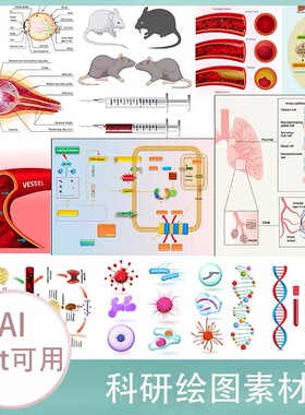 ai模板科研绘图素材ppt医学插画器官细胞流程图片png生物作图资料
