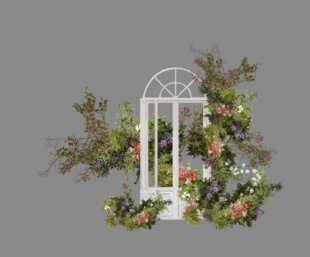 C193 户外自然系白绿色婚礼花艺素材psd源文件白色欧式拱门道具