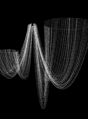 X062 水晶珠帘弧形吊顶酒店宴会厅线帘舞台背景装饰psd文件