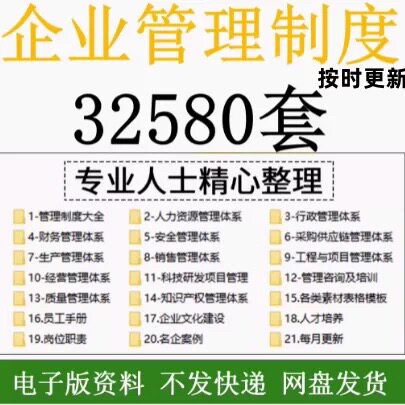 公司企业管理制度规章员工手册文化建设行政人事财务全套电子版