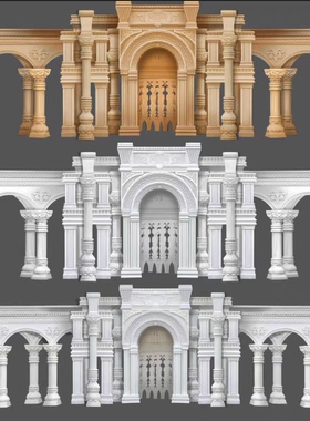 S029 白色香槟色欧式城堡泡雕婚礼道具psd源文件欧式教堂婚礼英伦