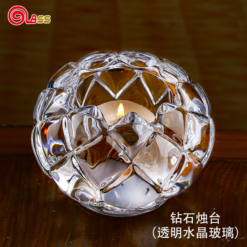 茶蜡烛台蜡烛台餐厅餐桌高端高档高颜值会议桌水晶玻璃桌面摆件