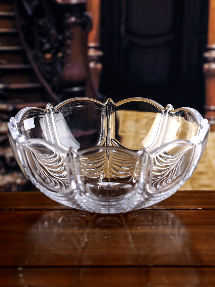 Czech import BOHEMIA crystal glass fruit plate European simple creative fruit pot transparent candy plate fruit bucket