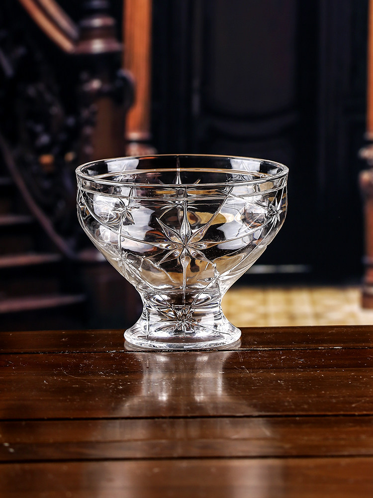 Italy imported crystal glass retro fruit dessert bowl Nordic living room household coffee table Candy dried fruit bowl