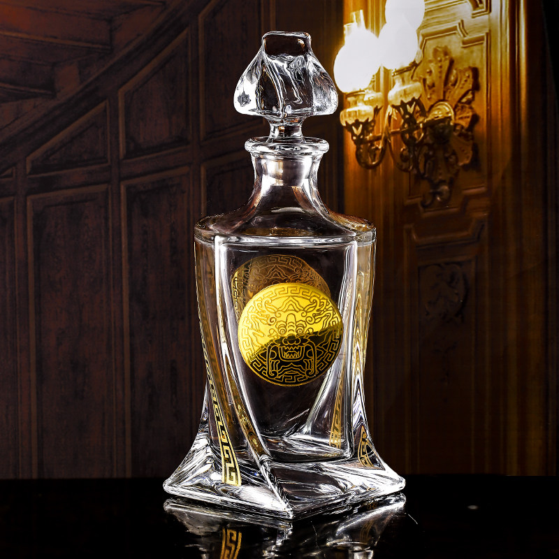 进口捷克BOHEMIA水晶玻璃龙年威士忌洋酒瓶葡萄酒酒具酒樽醒酒器