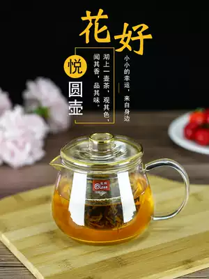 Gauss glass teapot set heat-resistant and high temperature resistant household filter bubble teapot with glass bubble teapot tea set