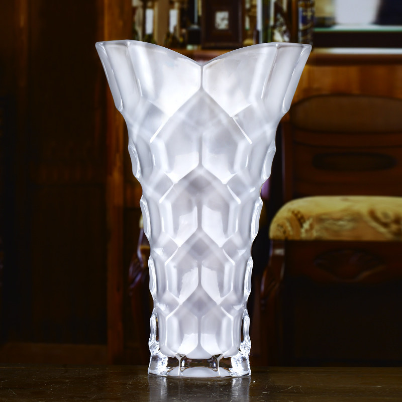 捷克进口bohemia水晶玻璃喷砂花瓶欧式现代简约客厅卧室花器装饰